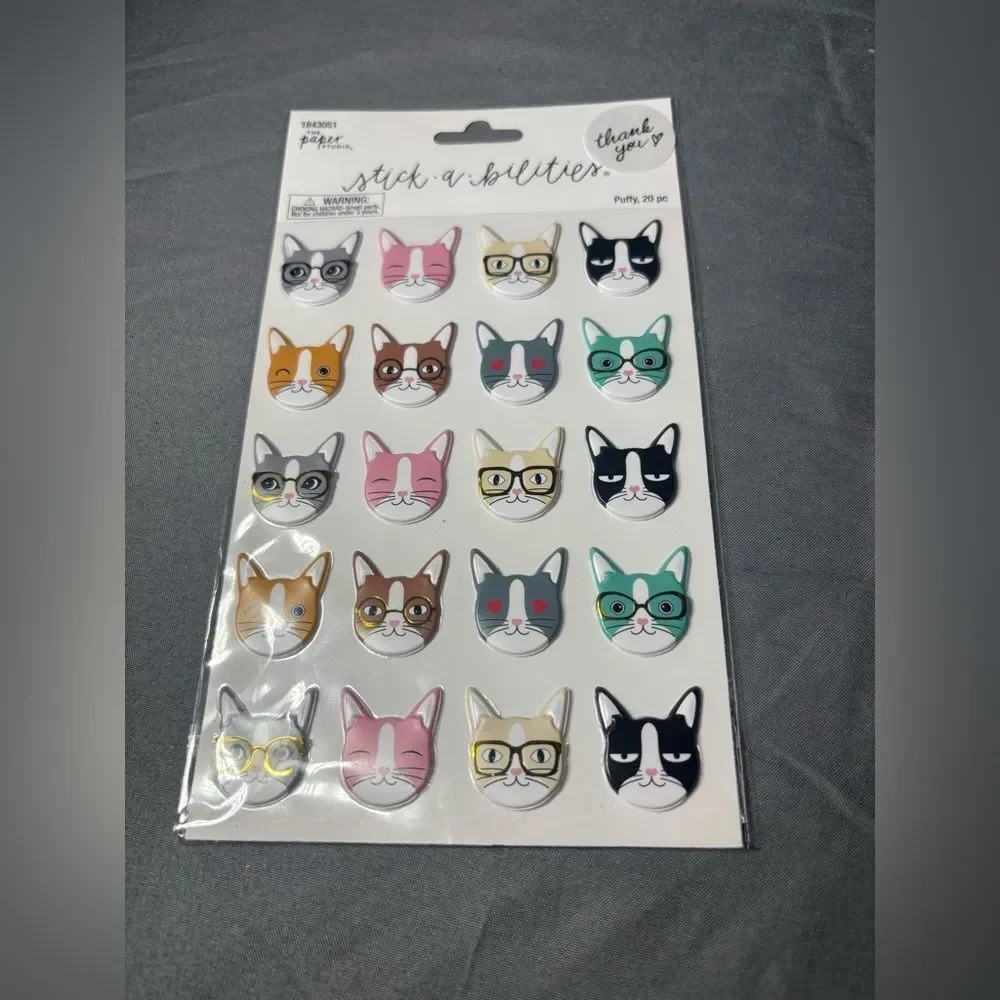Charming Cat Face Spiral Notebook with Stickers 2 pc Cat Themed Notepad Set NWT